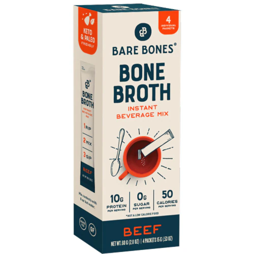 Bare Bones Instant Bone Broth Beverage Mix Beef -- 4 Pack
